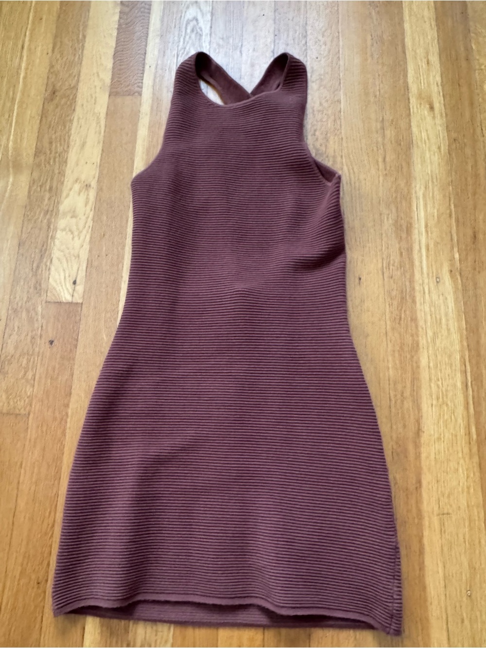 Abercrombie & Fitch Ribbed Racerback Mini Dress in Dusty Plum